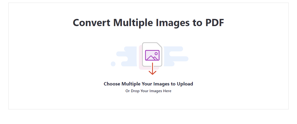 ConvertTool's web-based JPG to PDF tool. The message reads, Your JPG image has been converted to PDF. A red arrow is indicating the Download File button.