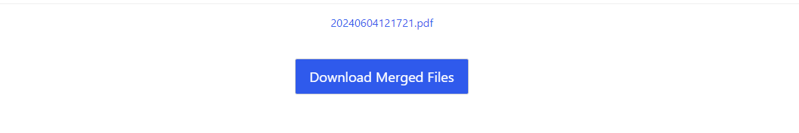 Screenshot of ConvertTools online Merge tool after use. A red arrow is pointed at the Download File button.