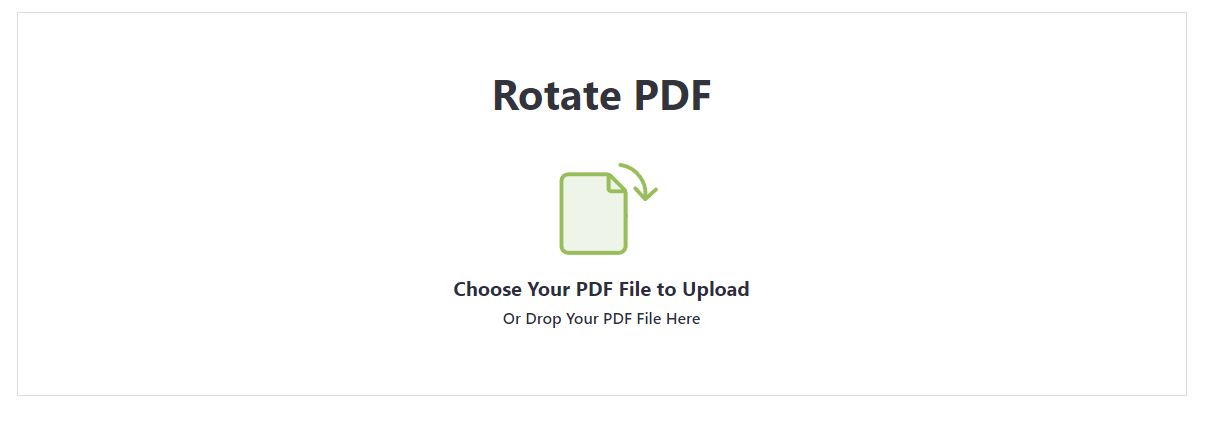ConvertTools Rotate PDF Online tool. The upload button has a red arrow pointing at it.